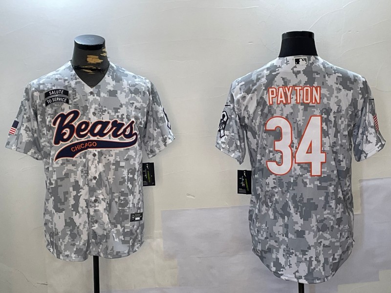Men's Chicago Bears Walter Payton #34 Arctic Camo 2024 Salute to Service Jersey